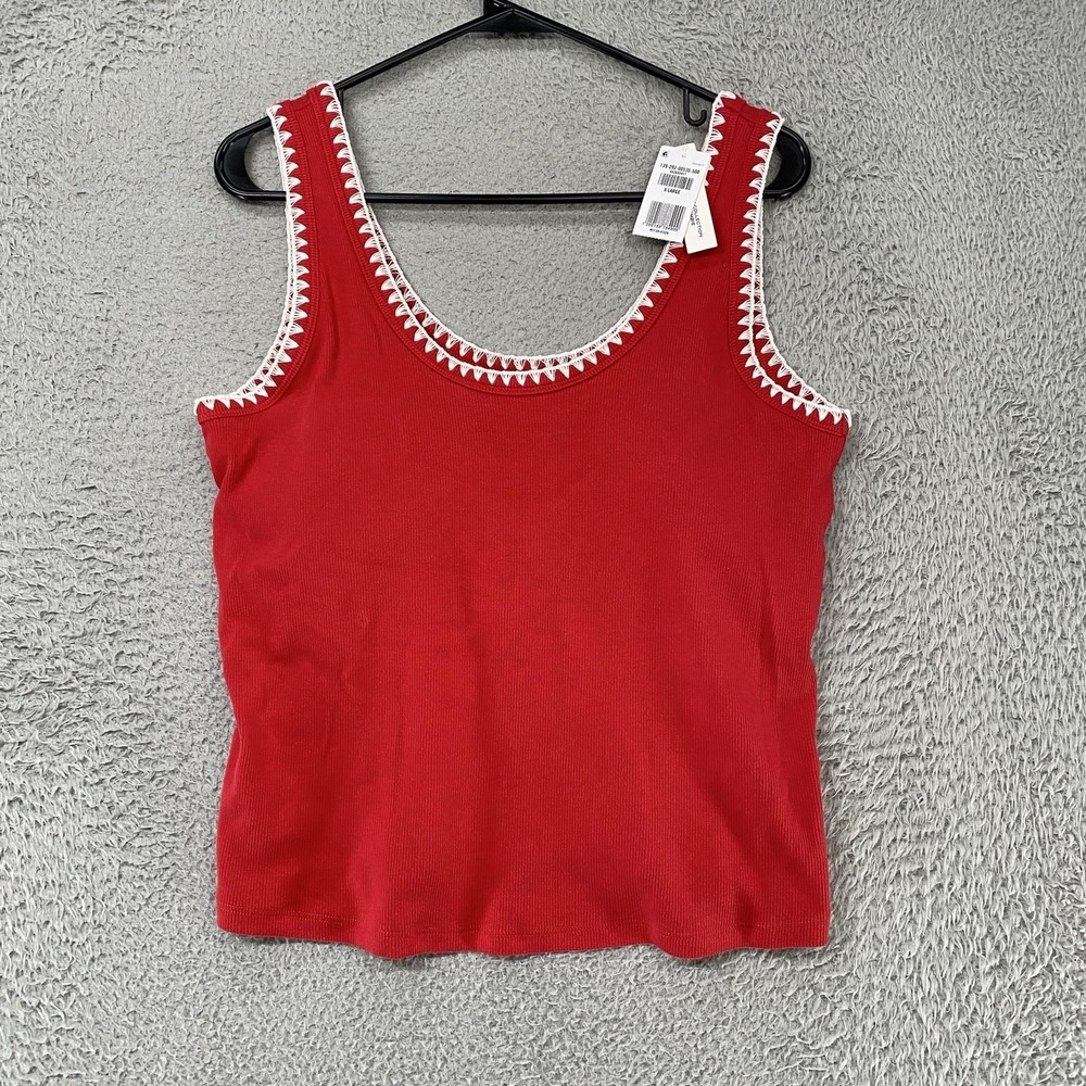 Abercrombie & Fitch Tank Top Womens XL Red Bra-Free Collection Crochet Trim
